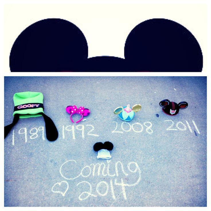 disney flat lay expecting baby announcement