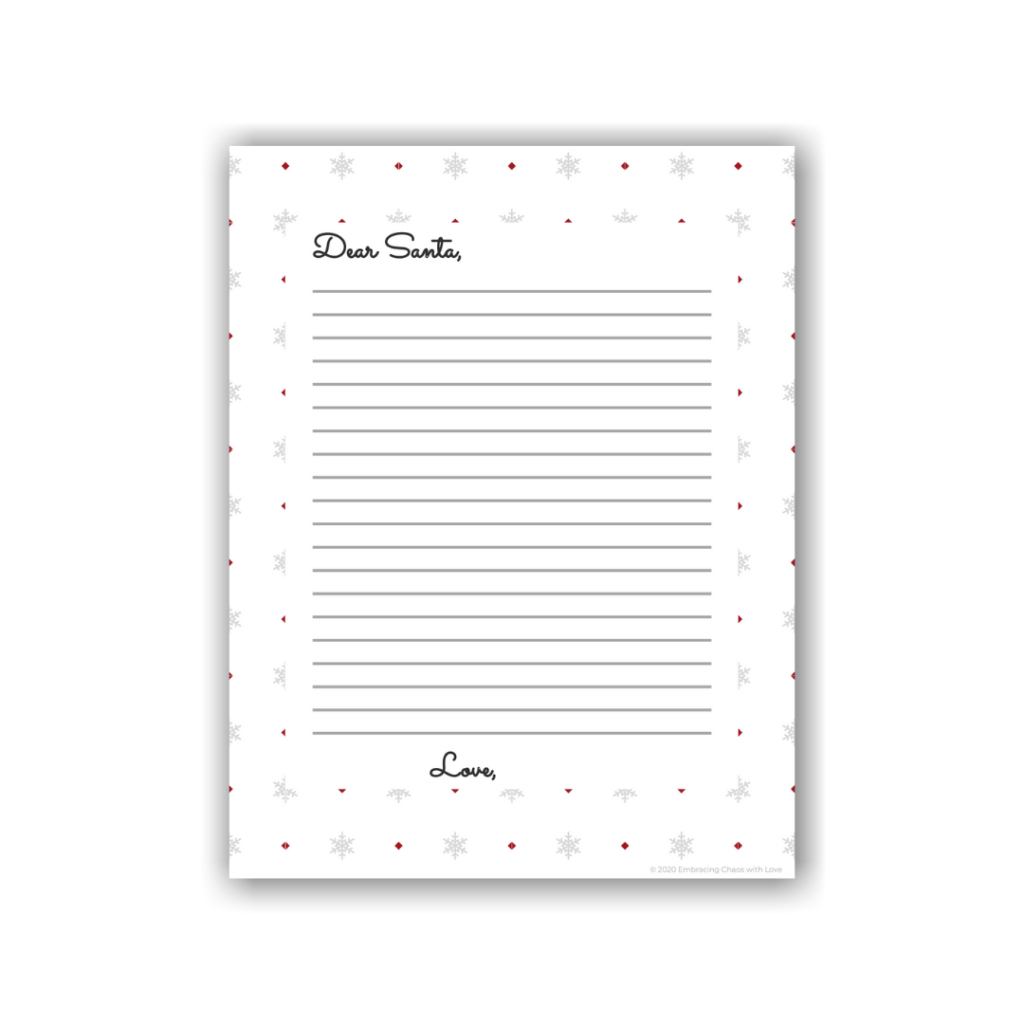 Letter to Santa free printable template