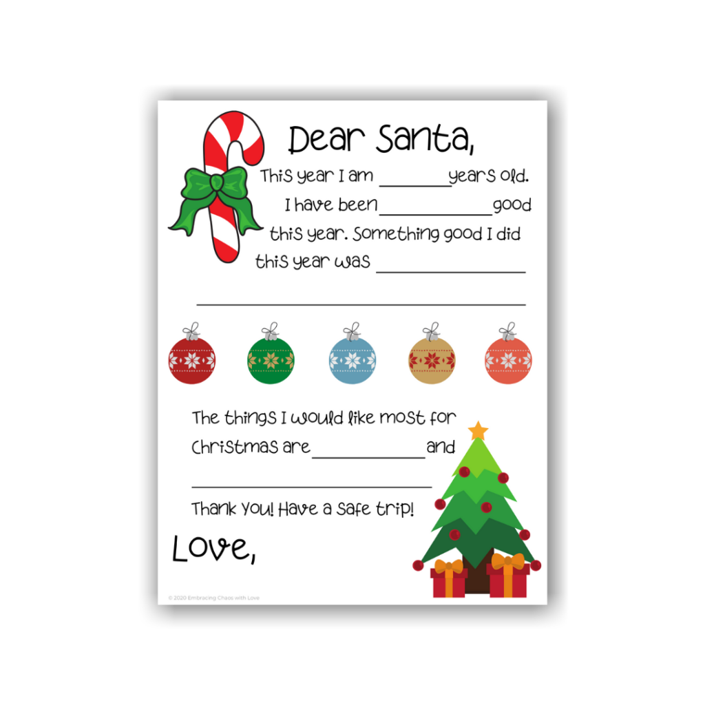 dear Santa letter template