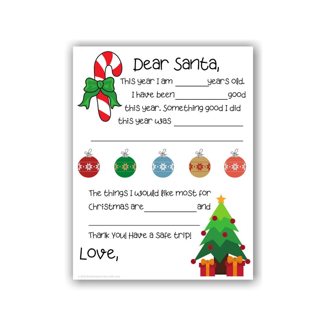 12 Printable Letter to Santa Templates - Embracing Chaos with Love