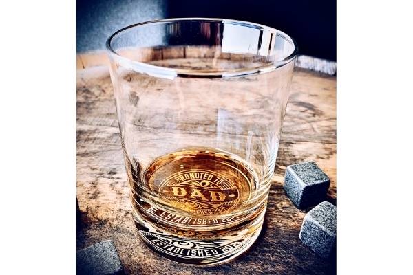 engraved whiskey glass for new dad