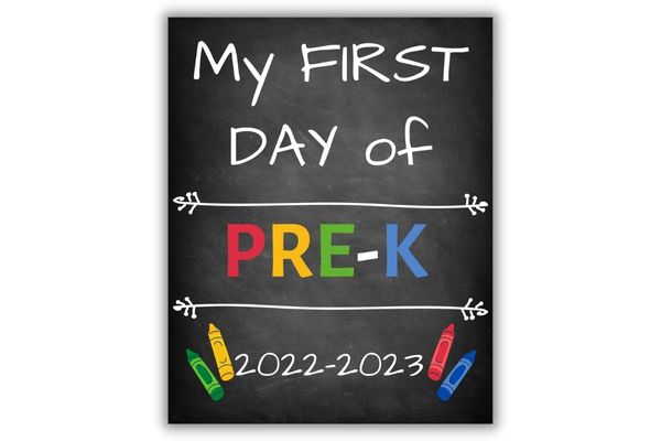 printable first day of pre k sign